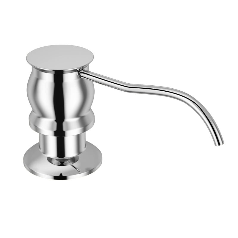 Samodra Kitchen Sink Soap/Lotion Dispenser, Brass Pump Head Brushed Nickel 12 OZ Bottle Built in Design Refill from The Top for Granite Thick Deck Installs - Image 1
